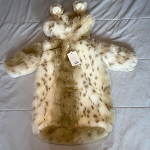 NWT RH Baby + Child Luxe Faux Fur Leopard Bunting size 0-6m